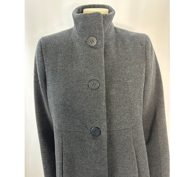 Calvin Klein Stand collar wool pea coat Charcoal color size 10 - Picture 13 of 14